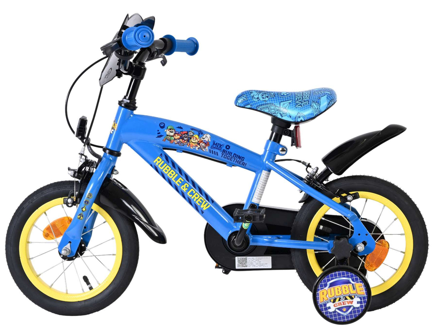 Rubble Crew - Bicicleta para niños - Chicos - 12 pulgadas - Azul - Dos frenos de mano