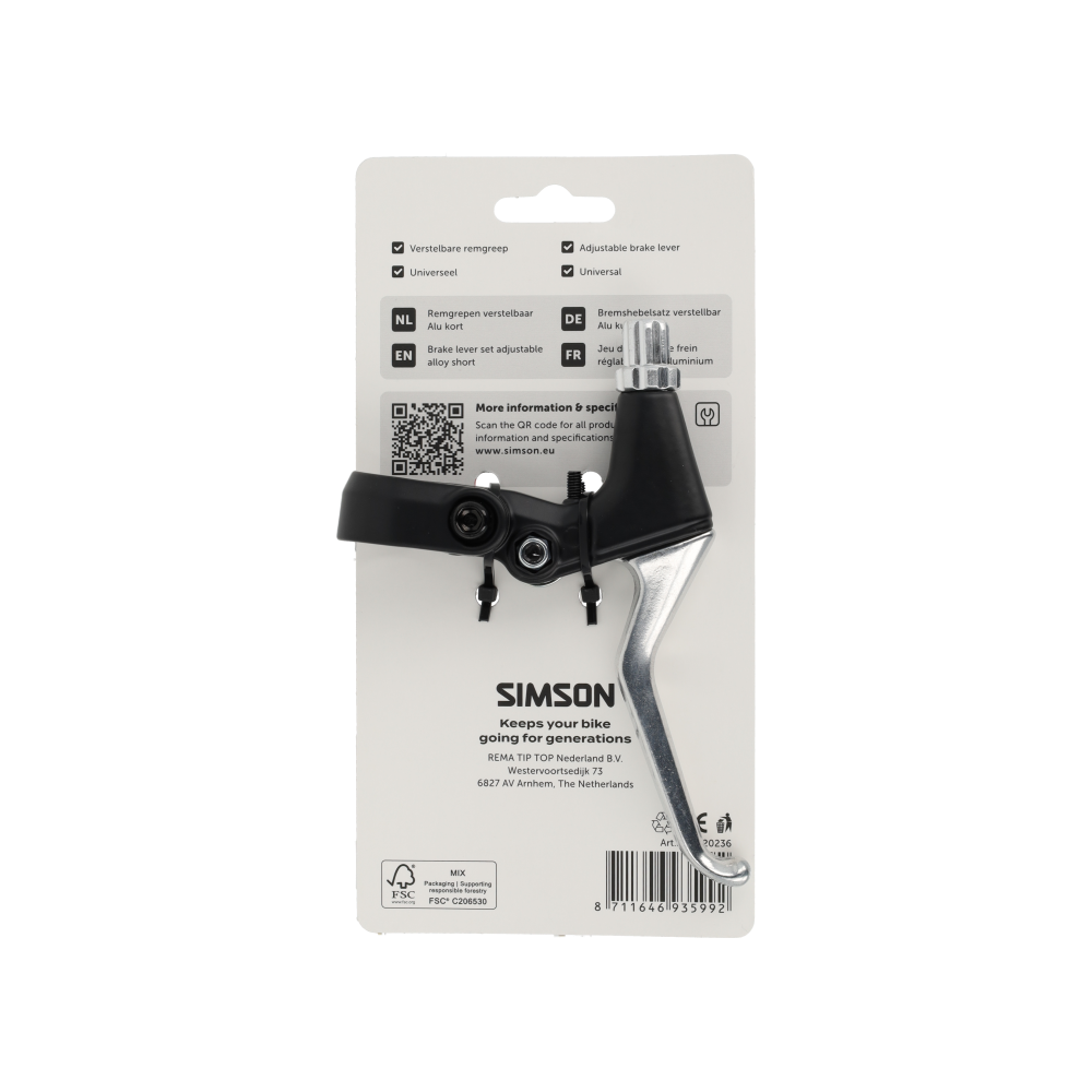 Juego de manetas de freno Simson ajustable mango corto aluminio negro