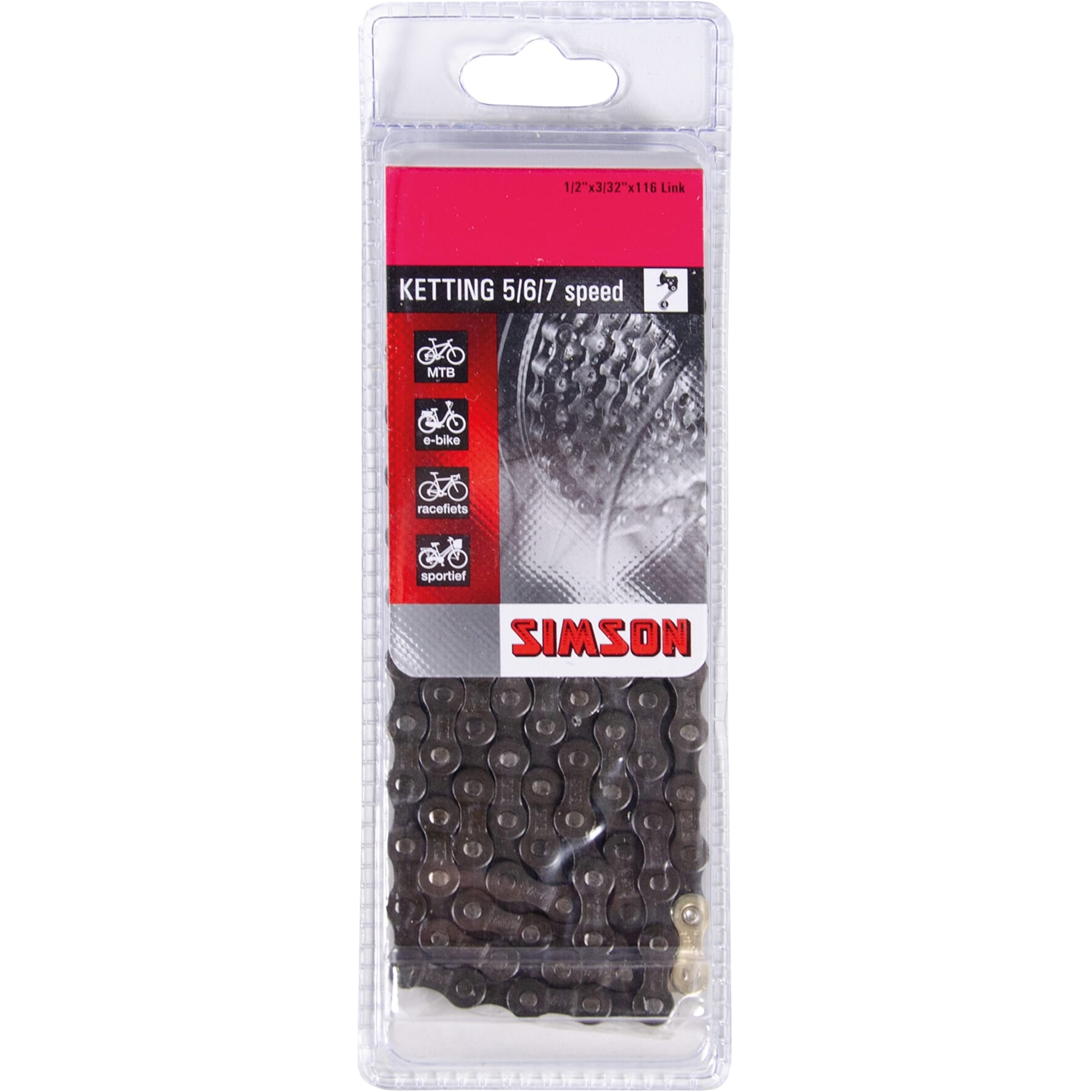 Simson Ketting Derailleur 5 6 7 - hoogwaardige fietsketting, 116 schakels, 1 2 x 3 32
