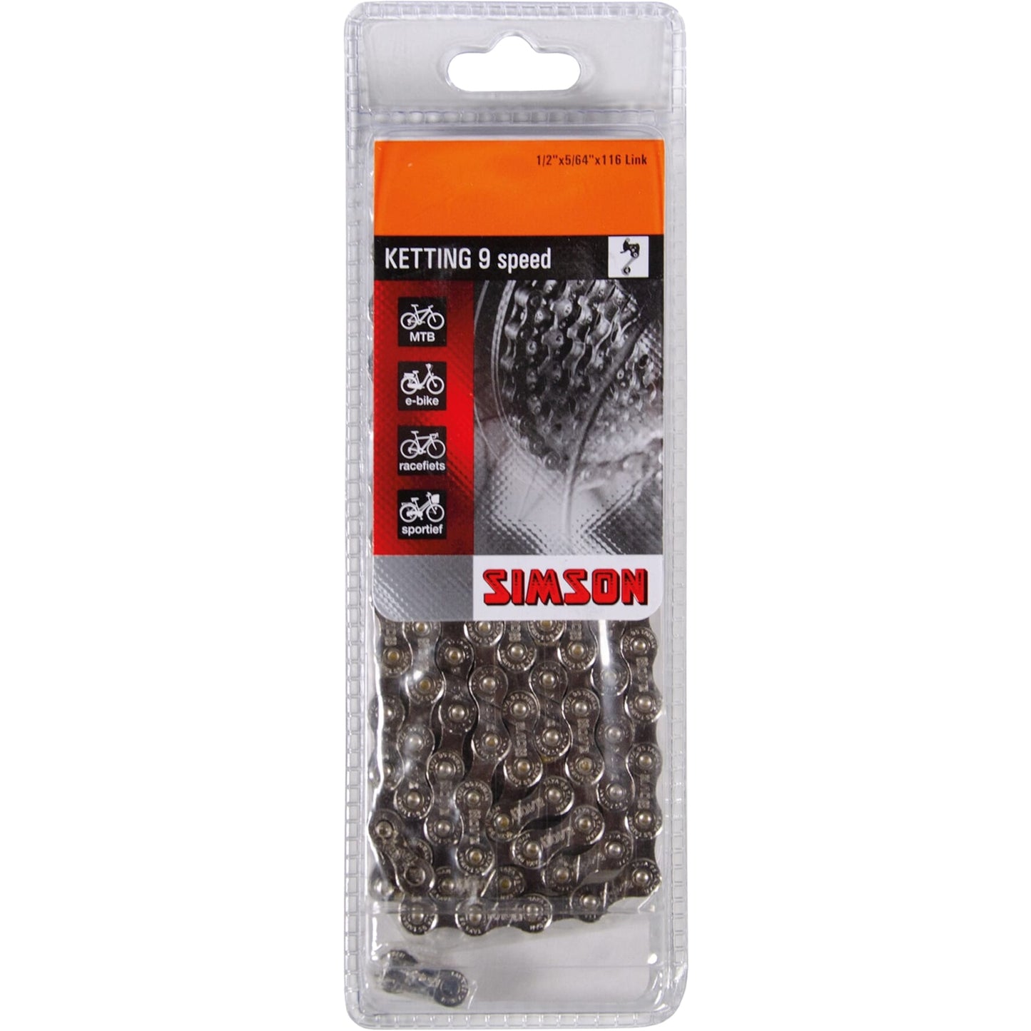 Simson Bicycle Chain RefectAilleur 9 - 116 Enlaces - 1 2 x 5 64 - Plata