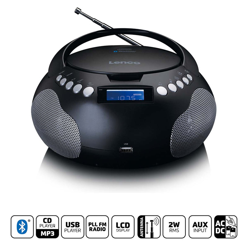 Radio portátil Lenco CD MP3 con USB y Bluetooth negro - SCD-331bk
