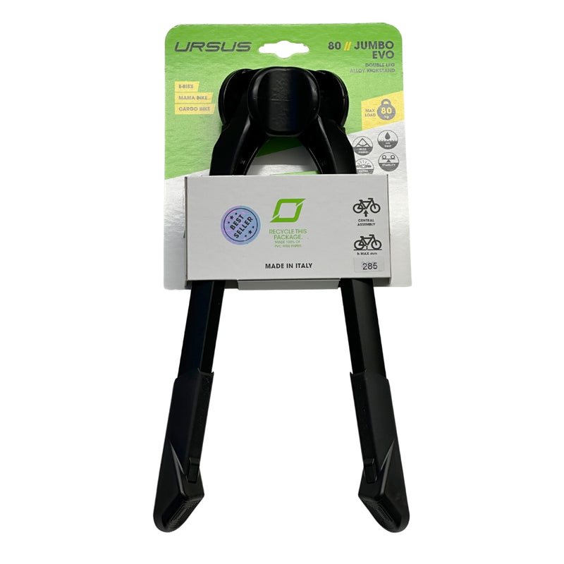 Caballete central Ursus jumbo evo protección de biela 285mm negro.