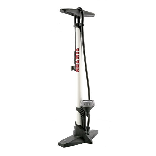 fietspomp met manometer staal 61 cm wit (020601)