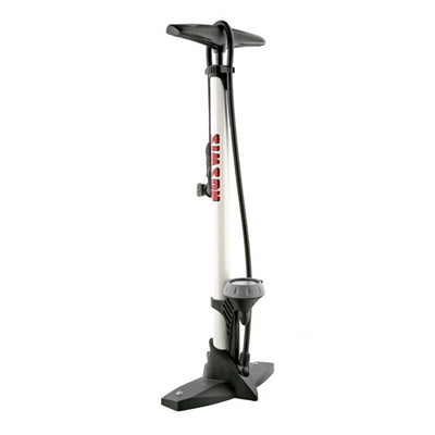 Pompa per biciclette con manometro in acciaio 61 cm bianco (020601)