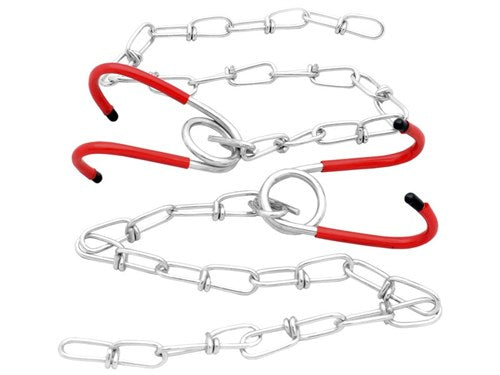 ophangkettingen met haken rood zilver 2 stuks