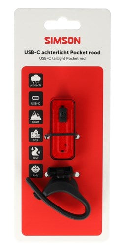 Simson USB-C lámpara LED de bolsillo rojo