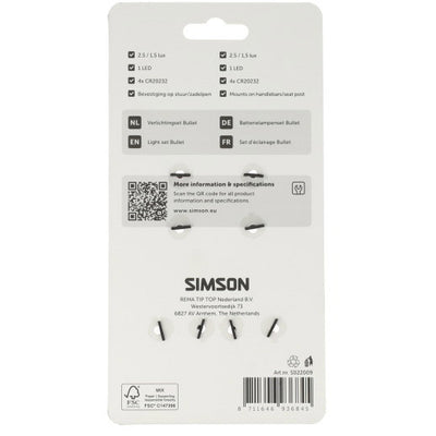 Set illuminazione Simson bullet batteria LED 2,5 1,5lux