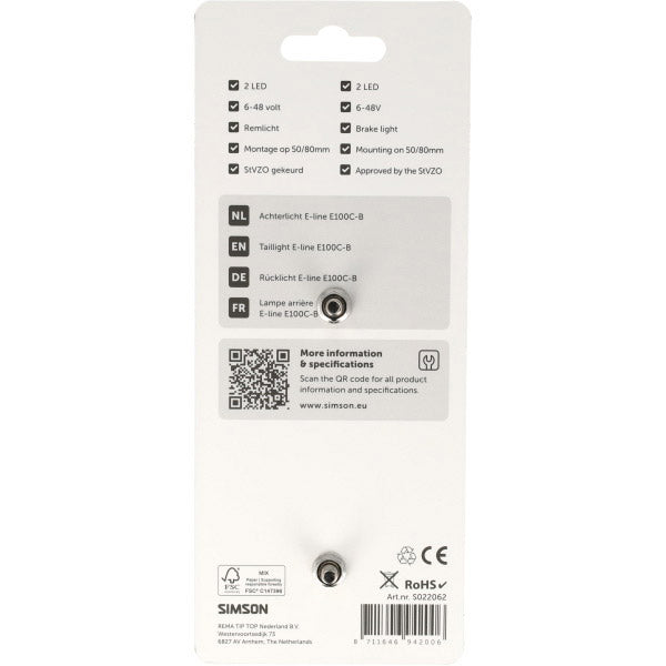 Fanale posteriore Simson Aurora e-line e100c-b