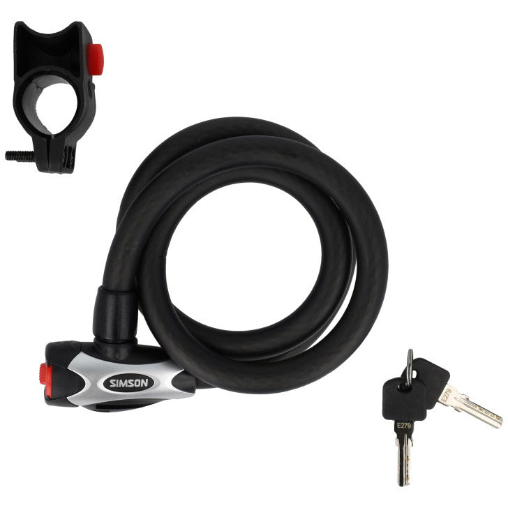 Candado de cable en espiral Simson excelente tamaño l 15 mm x 100 cm
