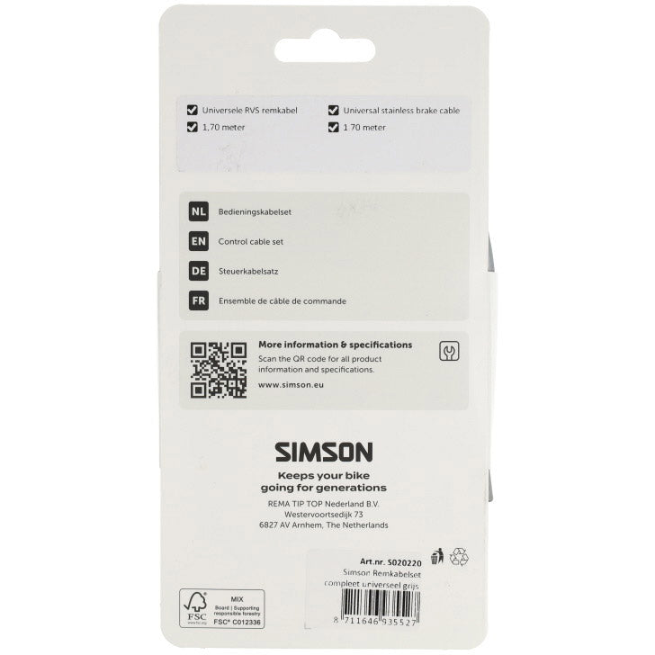 Juego de cables de freno Simson completo universal gris acero inoxidable
