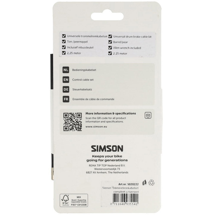 Set cavi freno a tamburo Simson completo universale in acciaio inossidabile nero