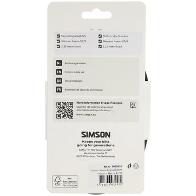 Simson gear cable set Shimano Nexus 4 7 8 black stainless steel