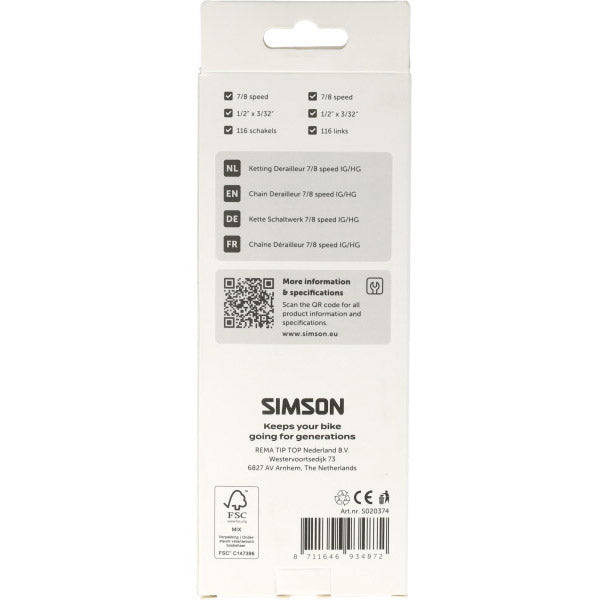 Desviador cadena simson 7 8v hg