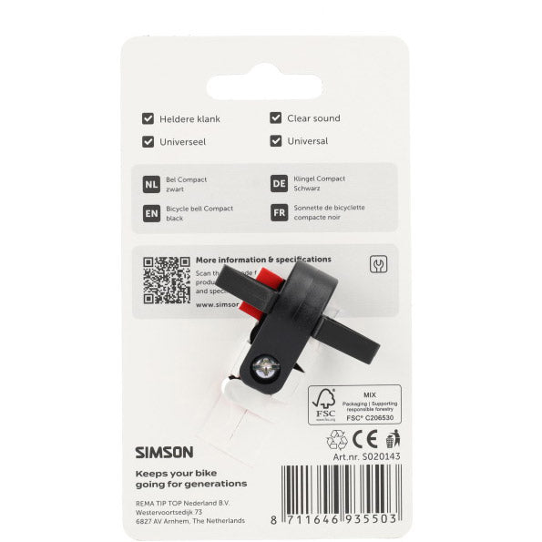 Simson bel compact zwart