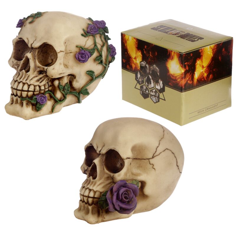 Skull Bones con accesorio para el hogar de rosas moradas