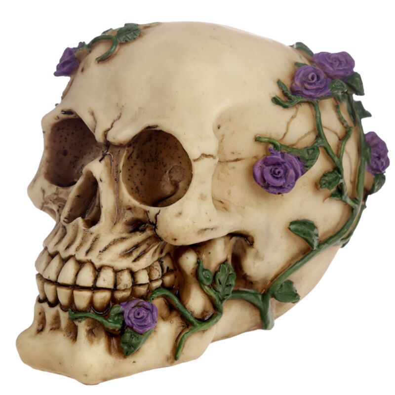Skull Bones con accesorio para el hogar de rosas moradas