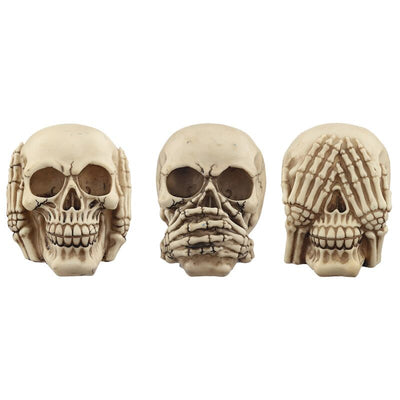 Set van 3 schedels horen zien zwijgen woonaccessoire