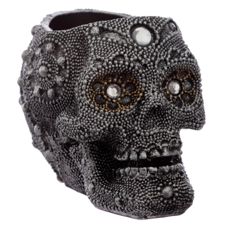 Beads de plateado soporte para la luz del té del cráneo