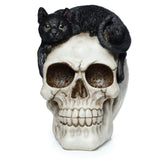 Schedel met zwarte kat woonaccessoire - afbeelding 2