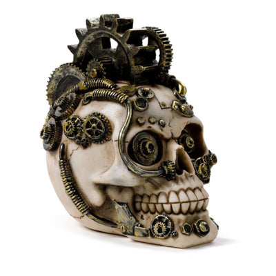 Calavera de estilo steampunk con engranajes y plumas accesorio para el hogar