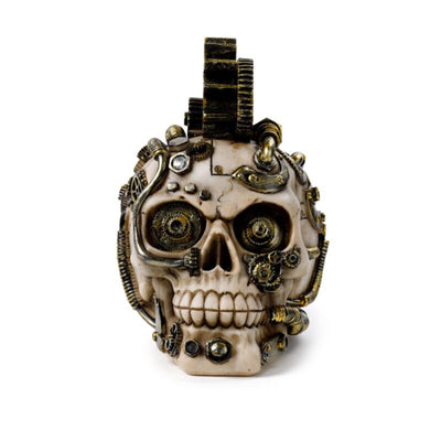 Calavera de estilo steampunk con engranajes y plumas accesorio para el hogar