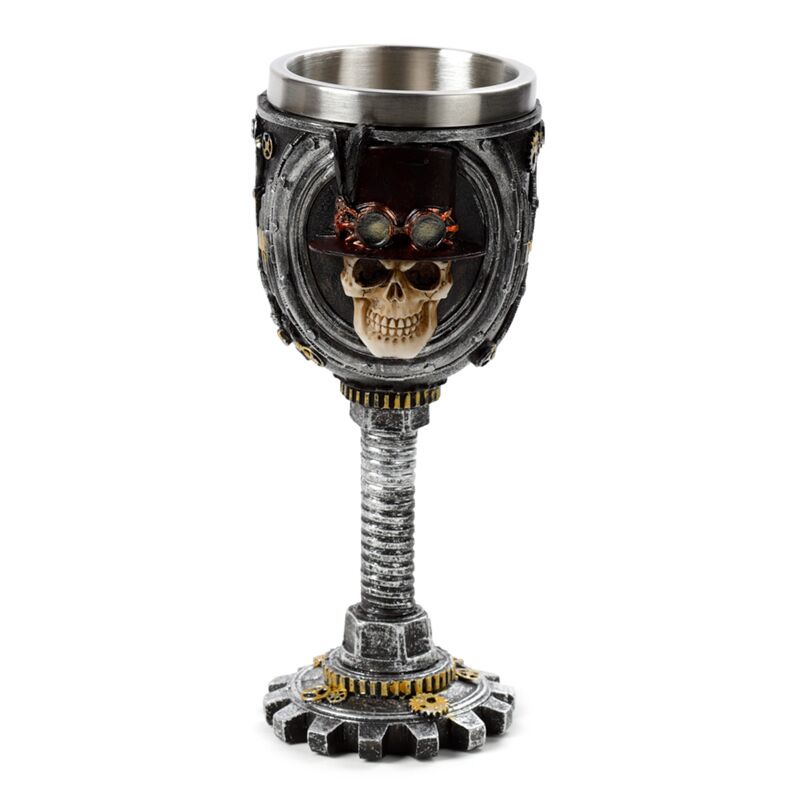 Cáliz decorativo de calavera steampunk