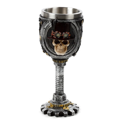 Cáliz decorativo de calavera steampunk
