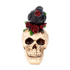 Teschio con rose rosso corvo