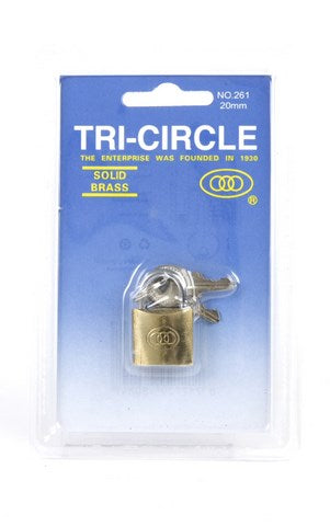 Tri-circle hangslot 20 mm met 3 sleutel blister