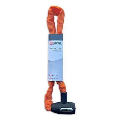 Naranja Lynx CityLine M Lock de cadena - 85 cm, acero endurecido, enlaces cuadrados de 5.5 mm, resistente al clima, clic en el automóvil, 3 teclas