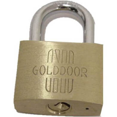 Tri -Circle padlock 50mm - brass, 3 keys, 50mm bracket, gold -colored