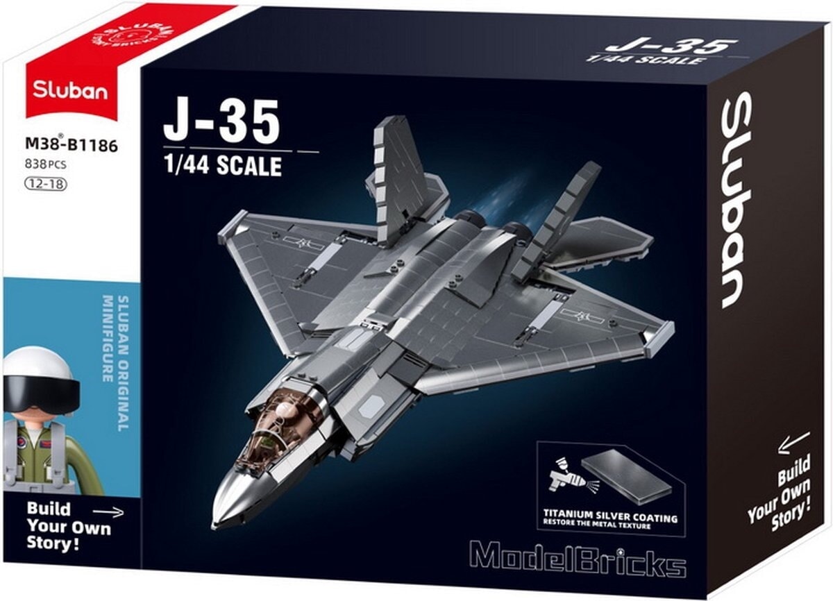 Versión con revestimiento metálico del avión furtivo Sluban j-35s (m38-b1186)