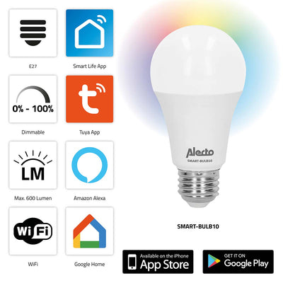 Alecto smart-bulb10 lámpara LED de color inteligente con Wi-Fi - smart-bulb10