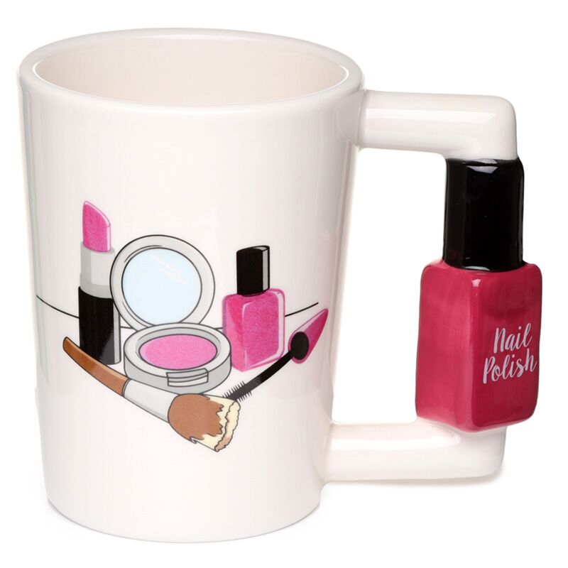 Taza de cerámica de mango de esmalte de uñas