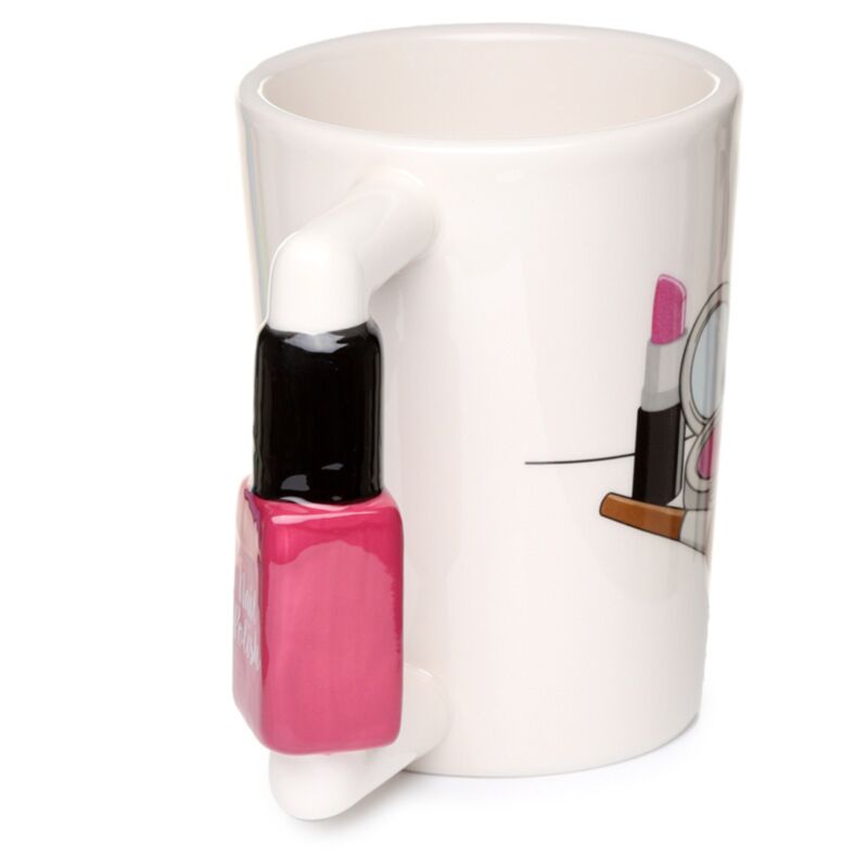Taza de cerámica de mango de esmalte de uñas