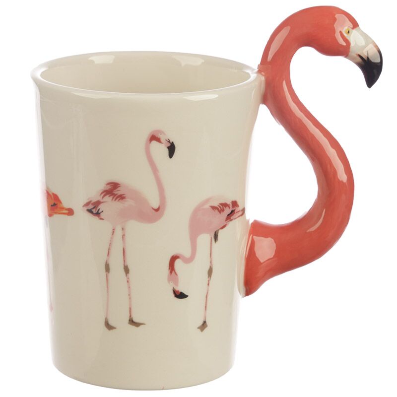 Taza de cerámica de mango de color rosa flamenco