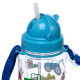 Ecozen kinder waterfles 450ml flip straw kleine tractors - afbeelding 2