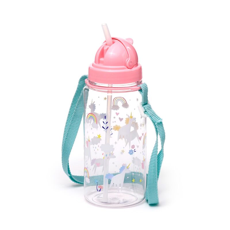 Bottiglia d'acqua per bambini Ecozen 450 ml Flip Straw Unicorn Magic