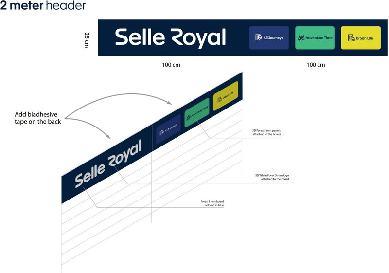 Selle Royal Selle Scaffale 2 metri con logo e linee di prodotti