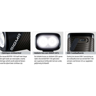 Sigma Headlight Buster 1100 LED screw holder -Li -ion battery USB
