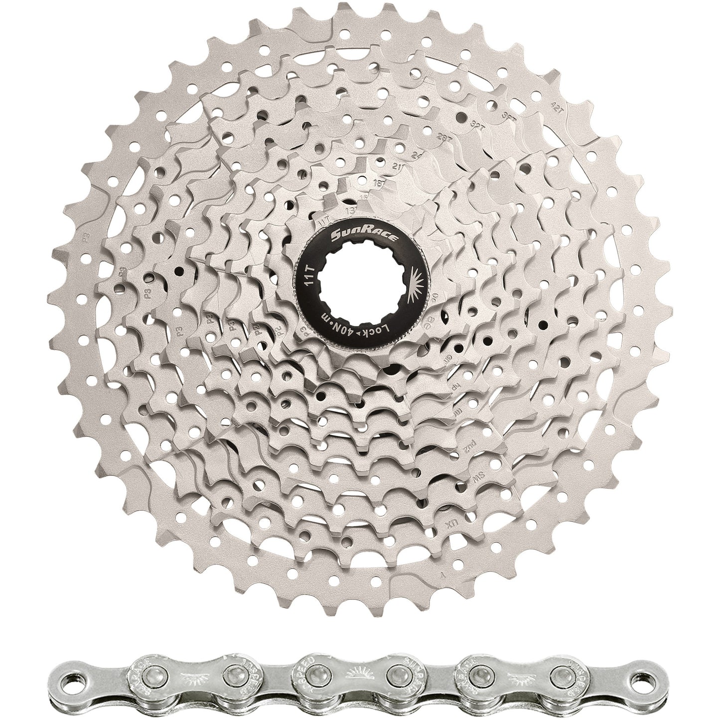 Spanninga sunrace combipack csms3 10v 11-42t con cadena cn10a