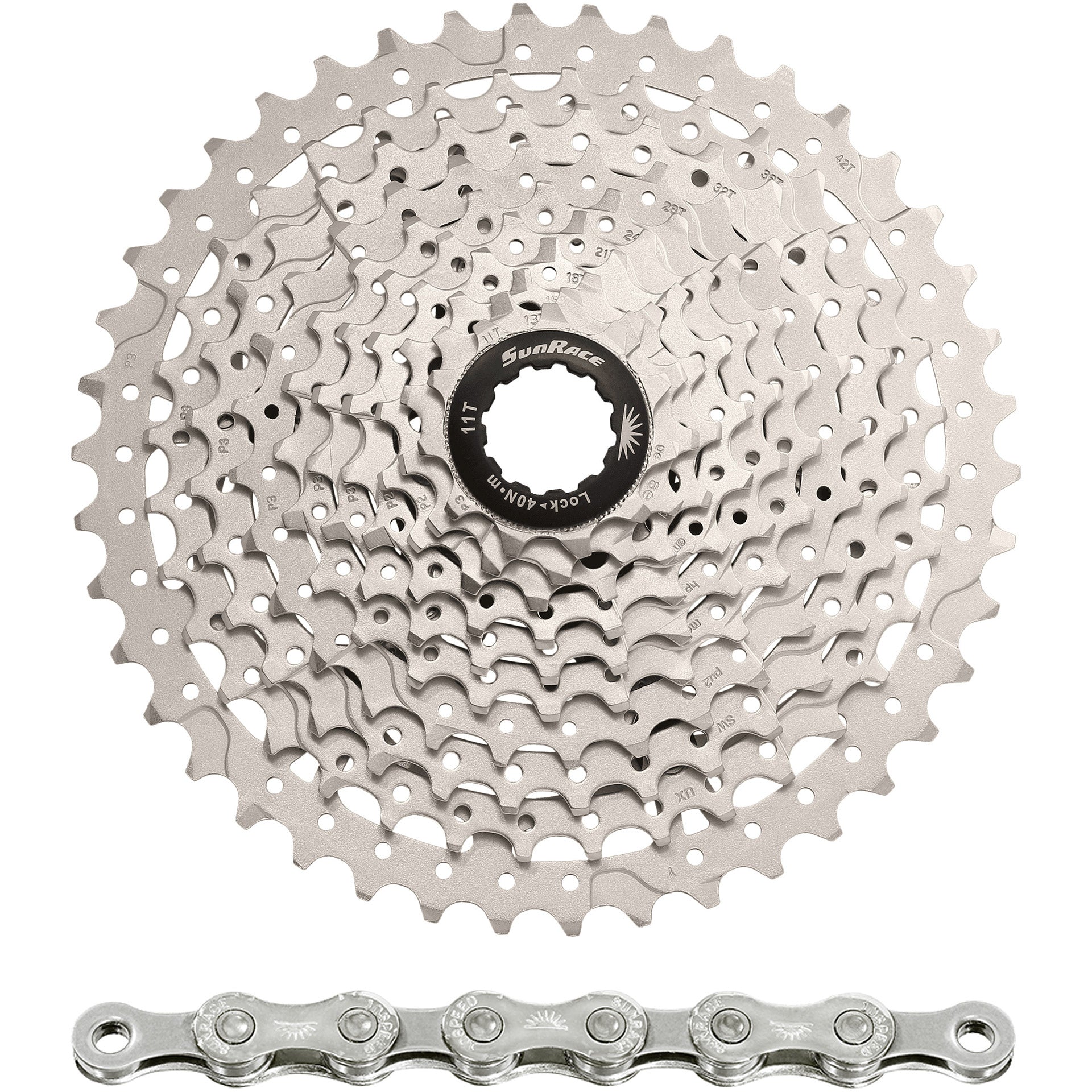 Spanninga sunrace combipack csms3 10v 11-42t con cadena cn10a