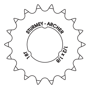 Gear Sturmey Archer 18T 1 8 Modelo plano Chrome