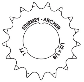 Gear Sturmey Archer 17t 1 8 Modelo plano Chrome