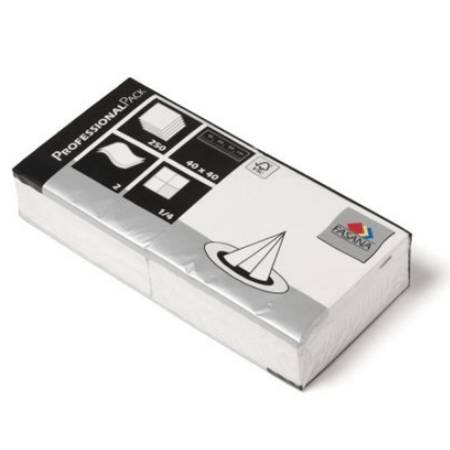 Servilleta alta blanca 2 capas celulosa 40 cm 1 fasana 4 pliegues (250 piezas)