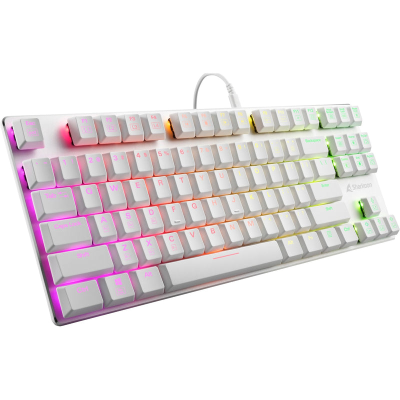 Sharkoon purewriter tkl rgb, gaming toetsenbord (wit, us lay-out, kailh blue, rgb leds, tkl)