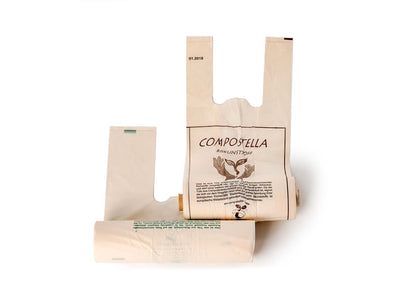 Borse per la spesa compostala bioplastica 24L 100 pezzi su rotolo