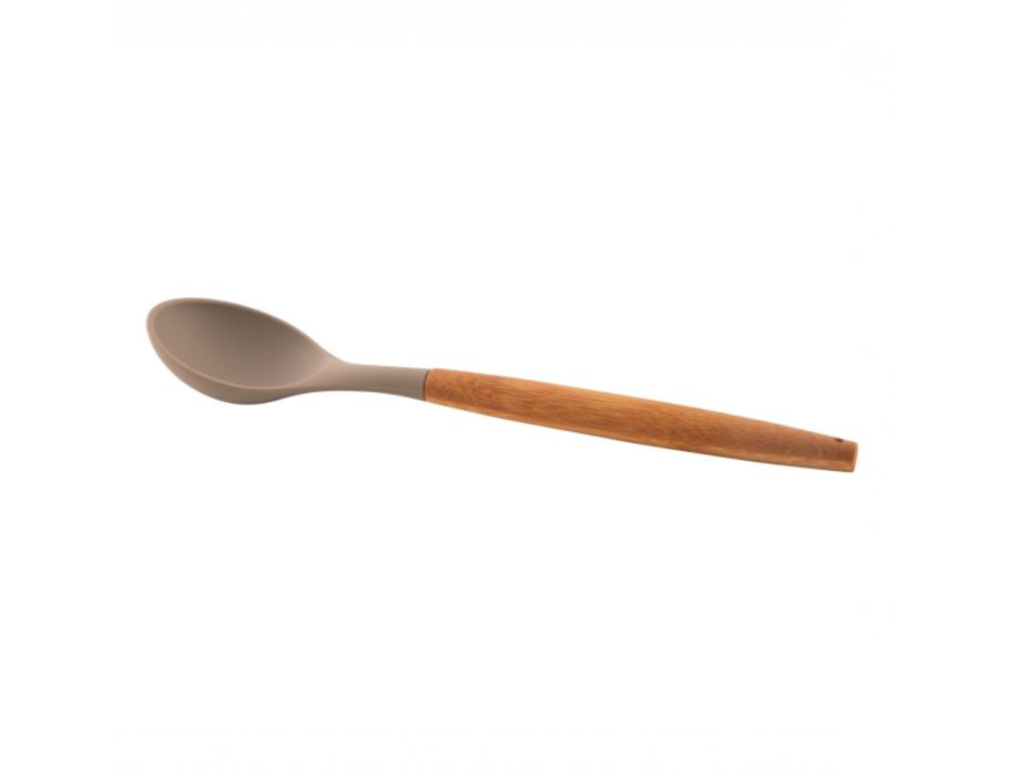 Point Virgule Serving Spoon Silicone Bamboo Many Taupe