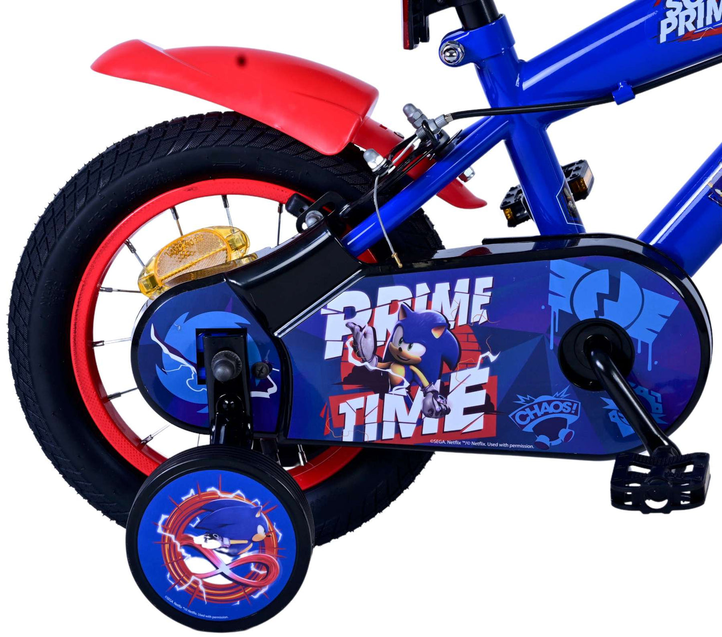 Sonic Prime Prime Kinderfiets Jongens 12 inch Blauw Rood Twee handremmen