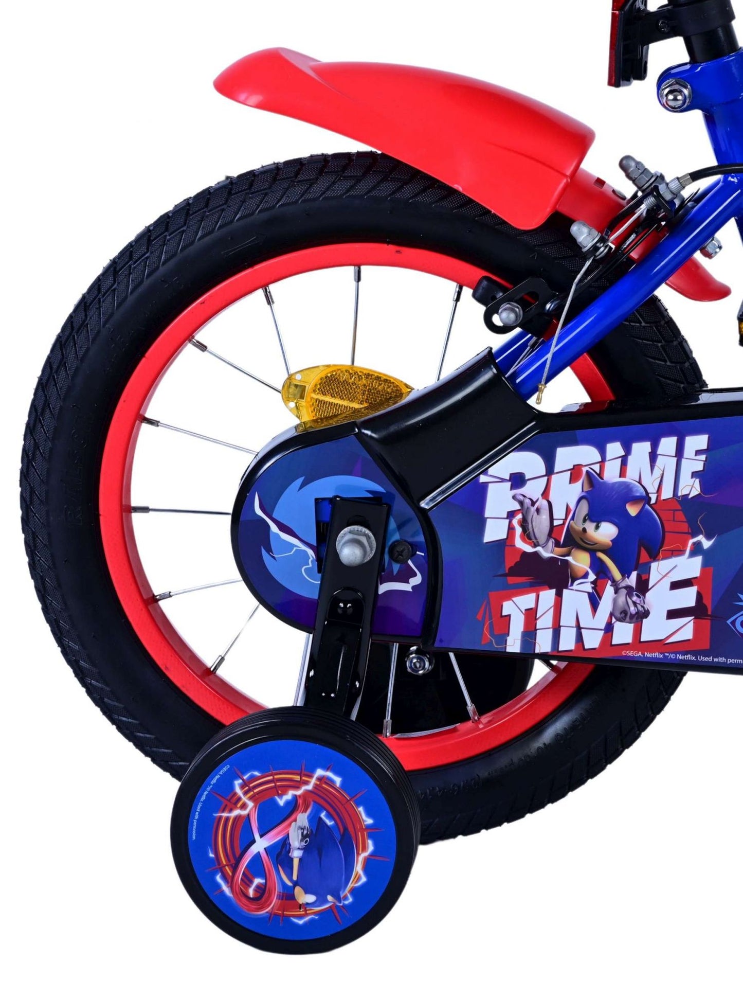 Sonic Prime Prime Children's Bike Boys de 14 pulgadas rojo de dos frenos de manos